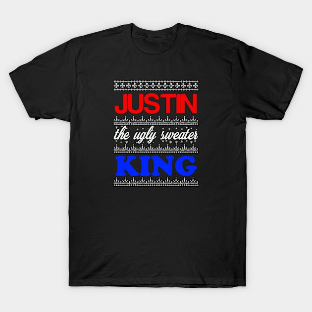 JUSTIN the Ugly Sweater King> Happy Holidays T-Shirt by CoolApparelShop
